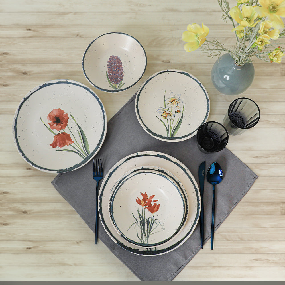 Anatolian Flowers Dinner Set 24 Pieces for 6 People
