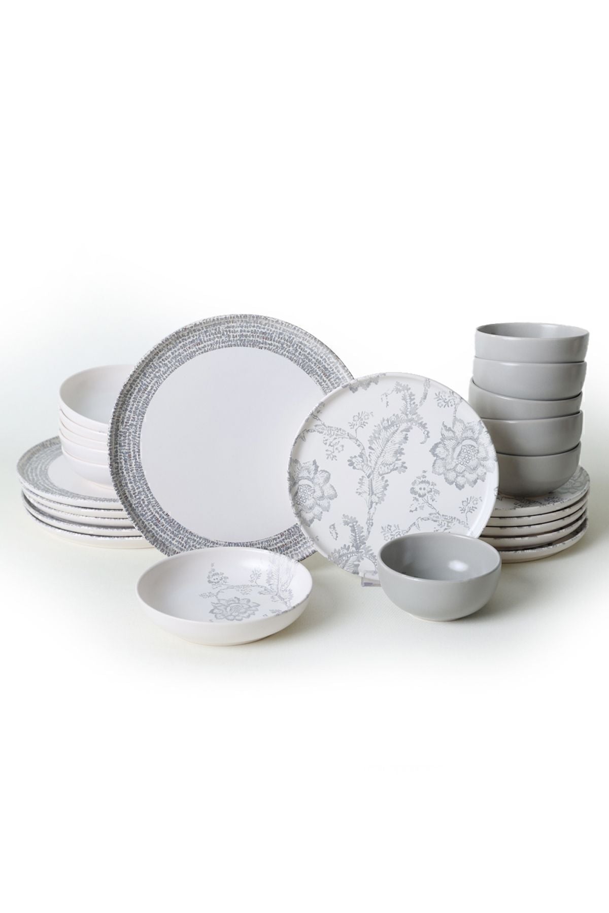 Silver Bloom Dinner Set 24 Pieces for 6 People
