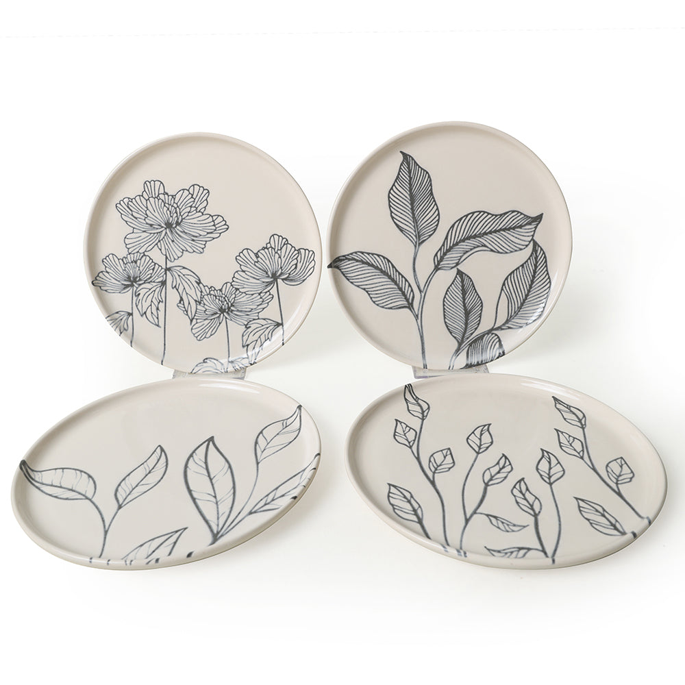 Leaf Traces Nordic Cake Plate 22 Cm 4 Pieces