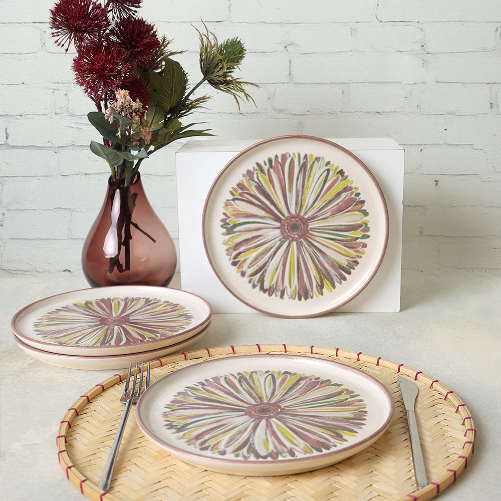 Serene Flower Nordic Cake Plate 22 Cm 4 Pieces