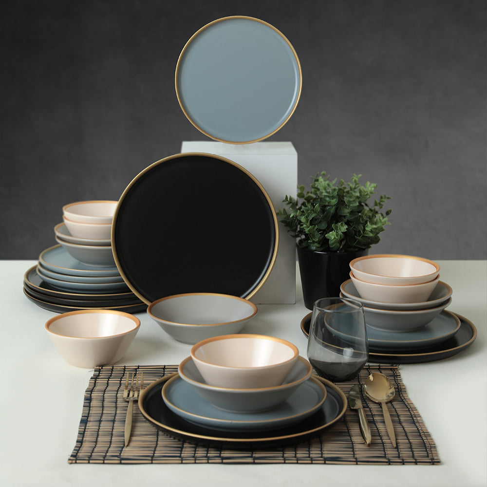 Sapphire Gray Dinner Set for 6 Persons 24 Pieces