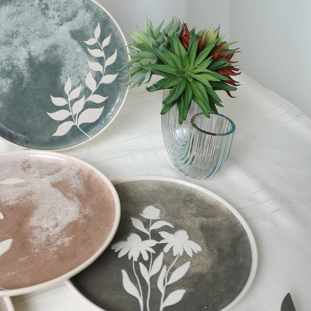 Deep Flowers Nordic Cake Plate 22 Cm 6 Pieces