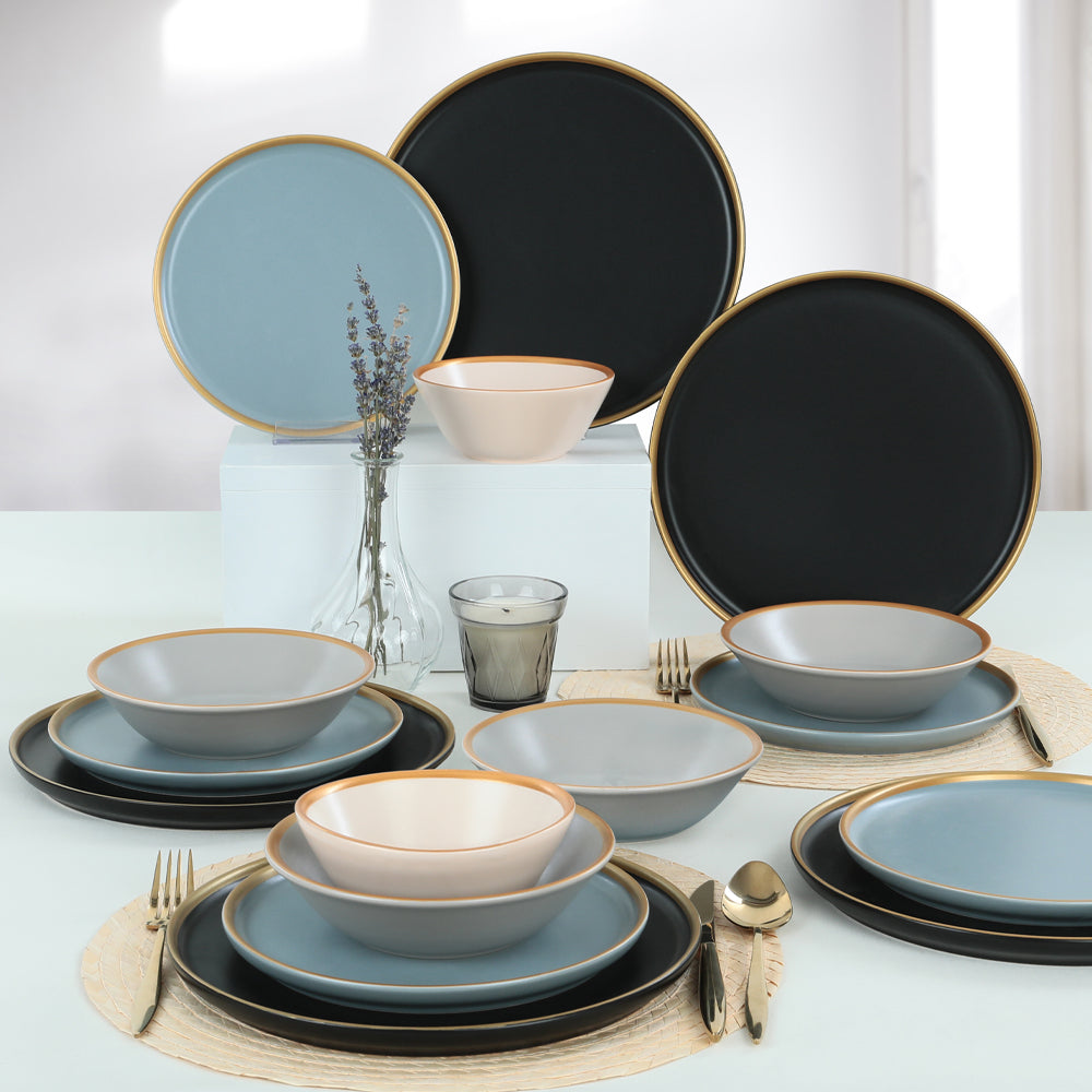 Sapphire Gray Dinner Set for 6 Persons 24 Pieces
