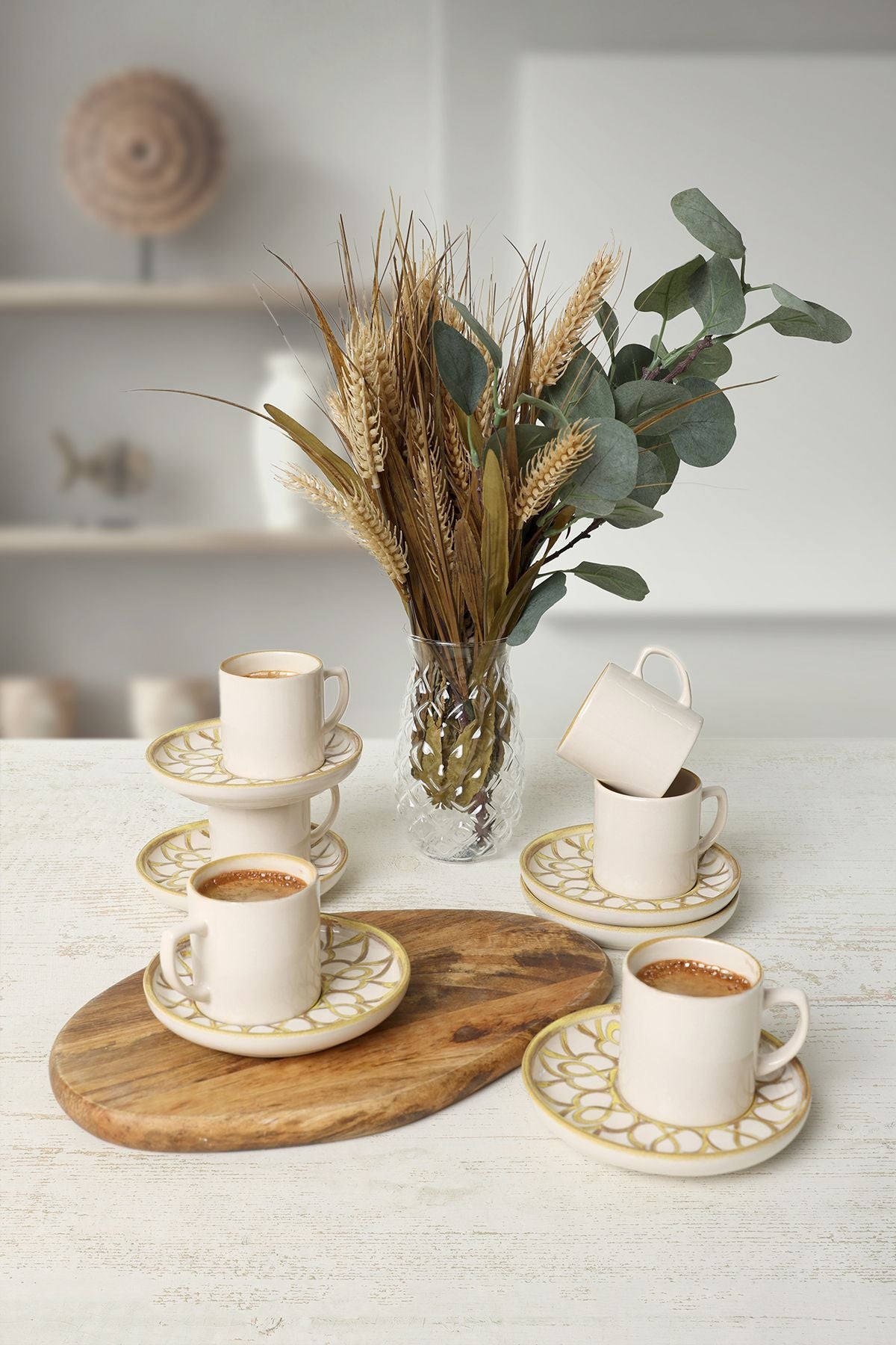 Worn Gold Nordic Coffee Set 12 Pieces for 6 People