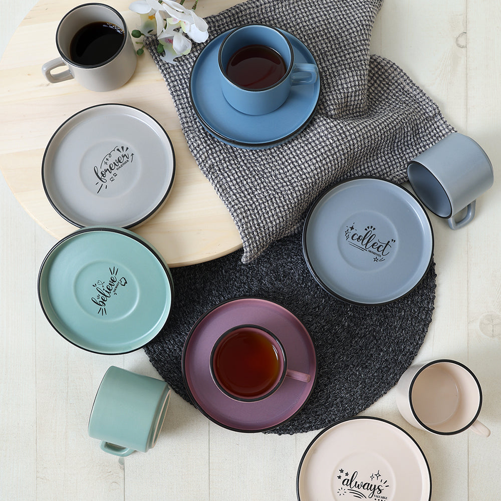 Rainbow Motto Stackable Tea Set 12 Pieces for 6 People