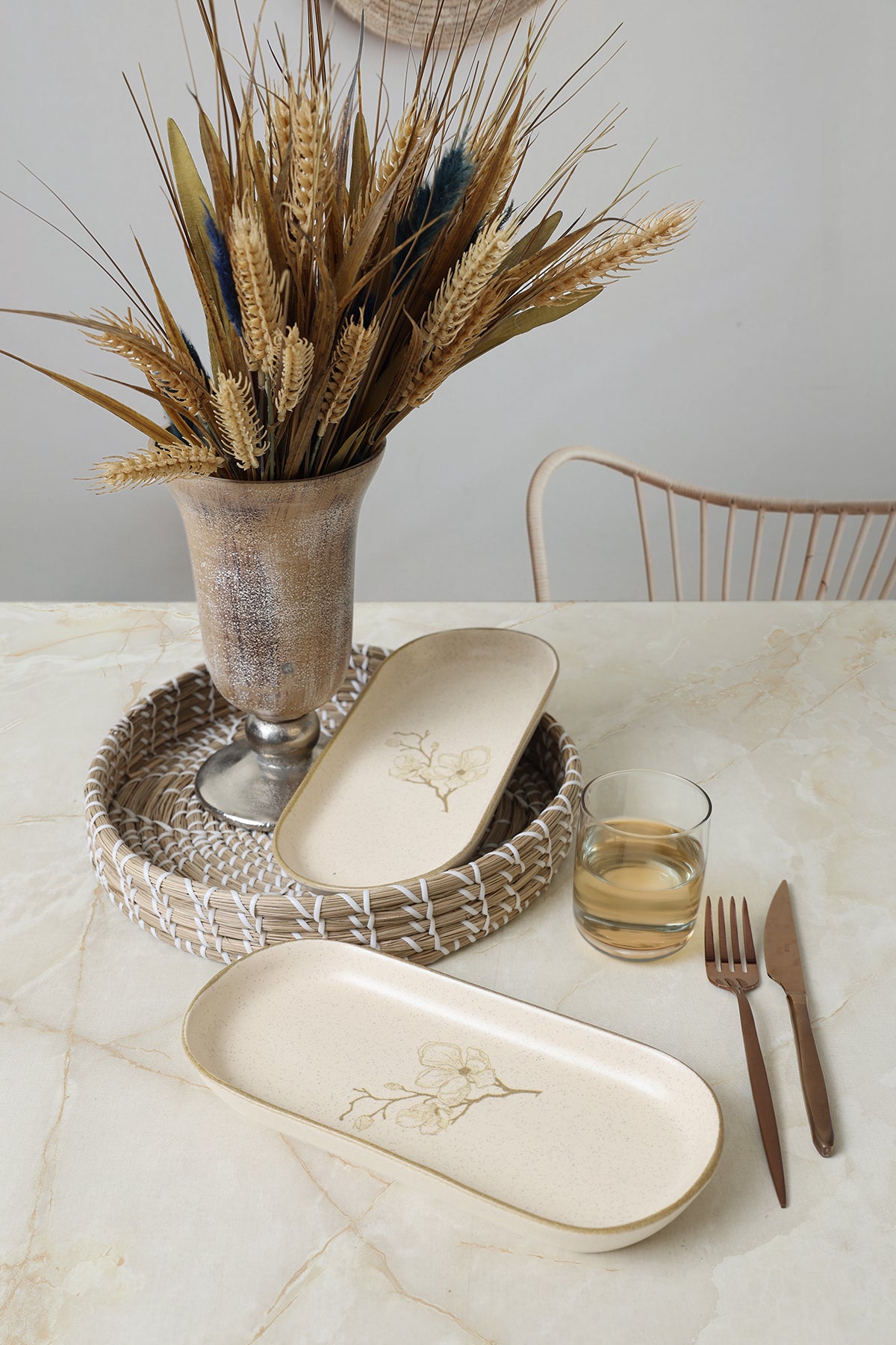 Taupe Bloom Noyan Boat Plate 26 cm 2 Pieces