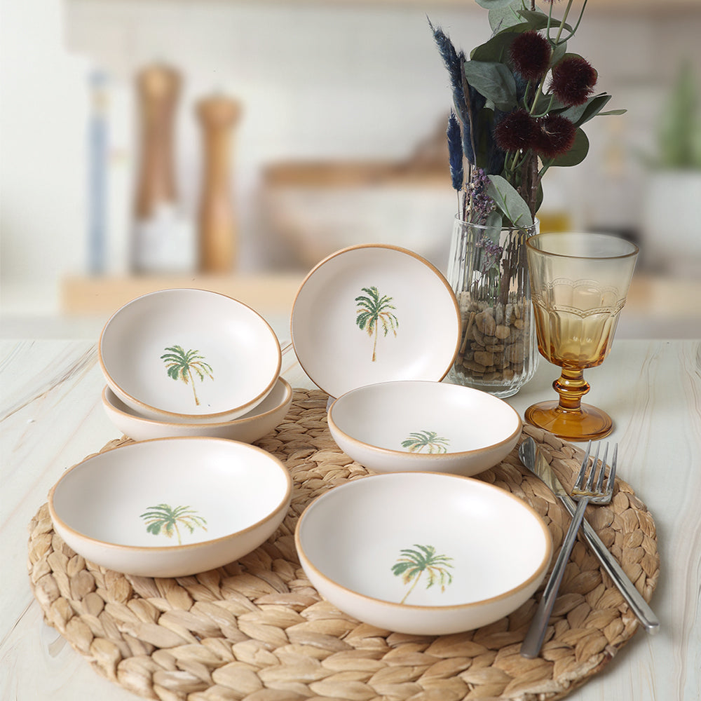 Bronze Palm Tree Snack Bowls 13 Cm 6 Pieces