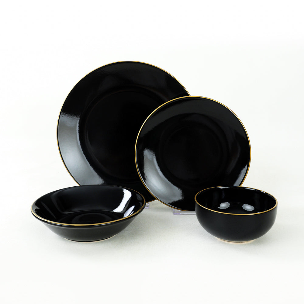 Aegean Black Gold Dinner Set 24 Pieces for 6 People