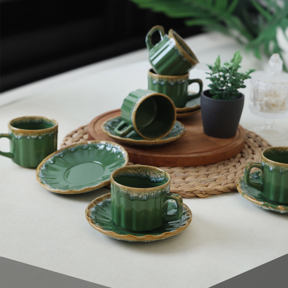 Shizen Green Sirius Tea Set 12 Pieces for 6 People