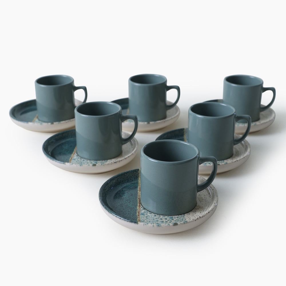 Colored Coffee Set 12 Pieces 6 Person