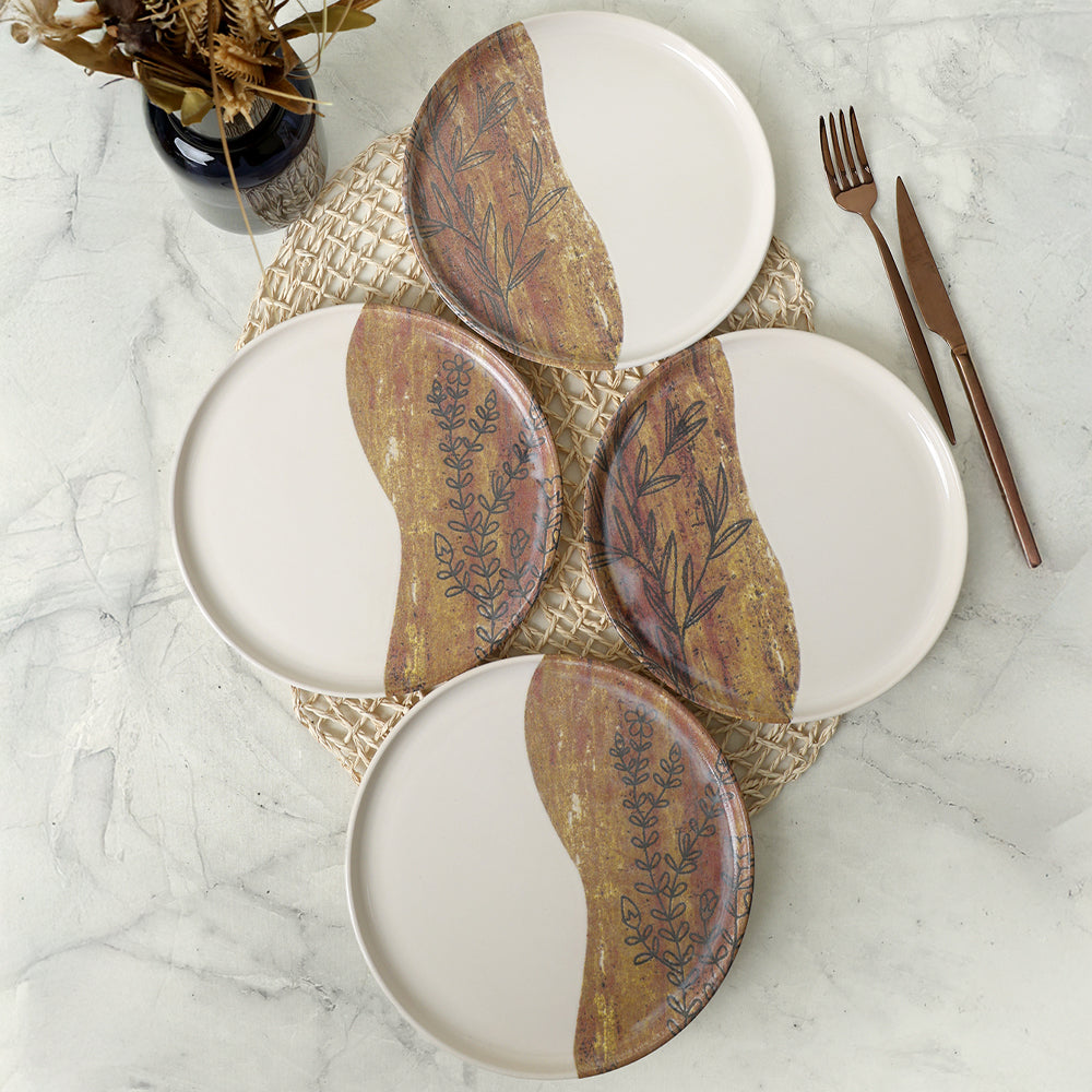 Terra Leaf Nordic Cake Plate 22 Cm 4 Pieces