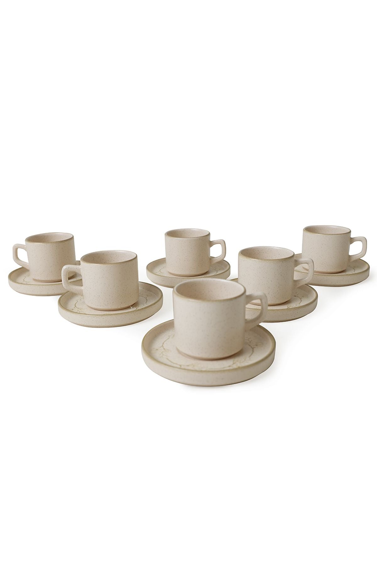 Taupe Bloom Stackable Tea Set 12 Pieces for 6 People