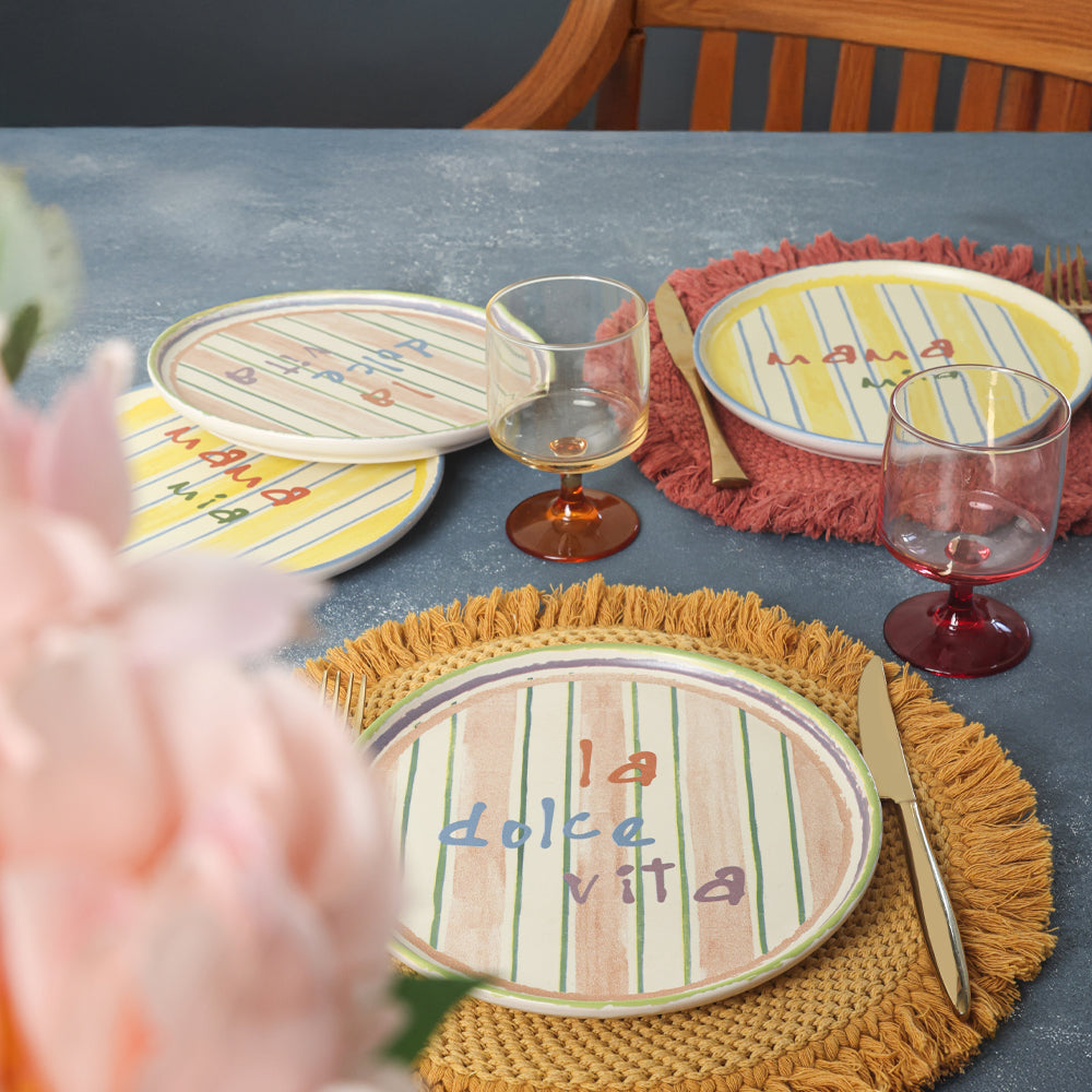 Mama Mia & La Dolce Vita Cake Plate 22 Cm 4 Pieces
