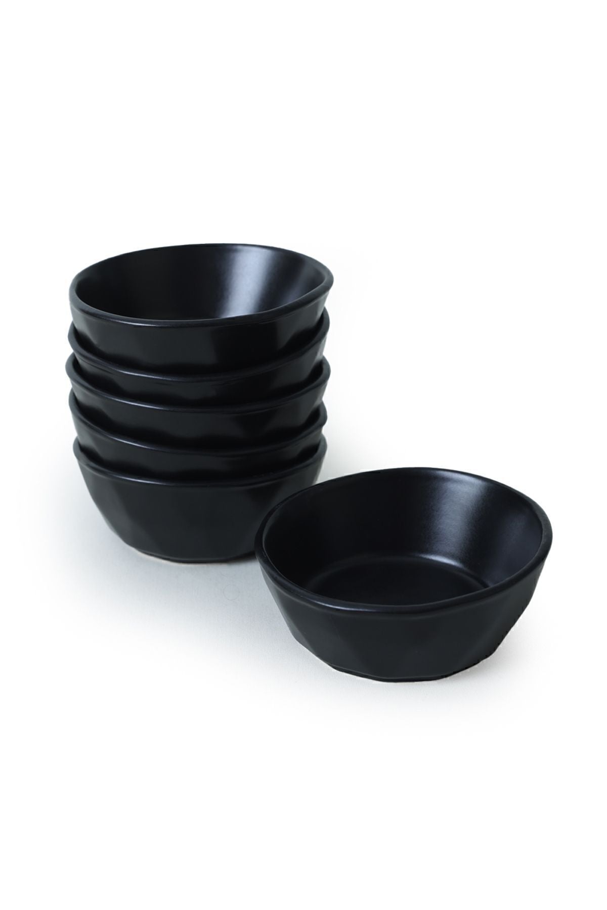 Matte Black Crystal Snack Bowl 12 cm 6 Pieces