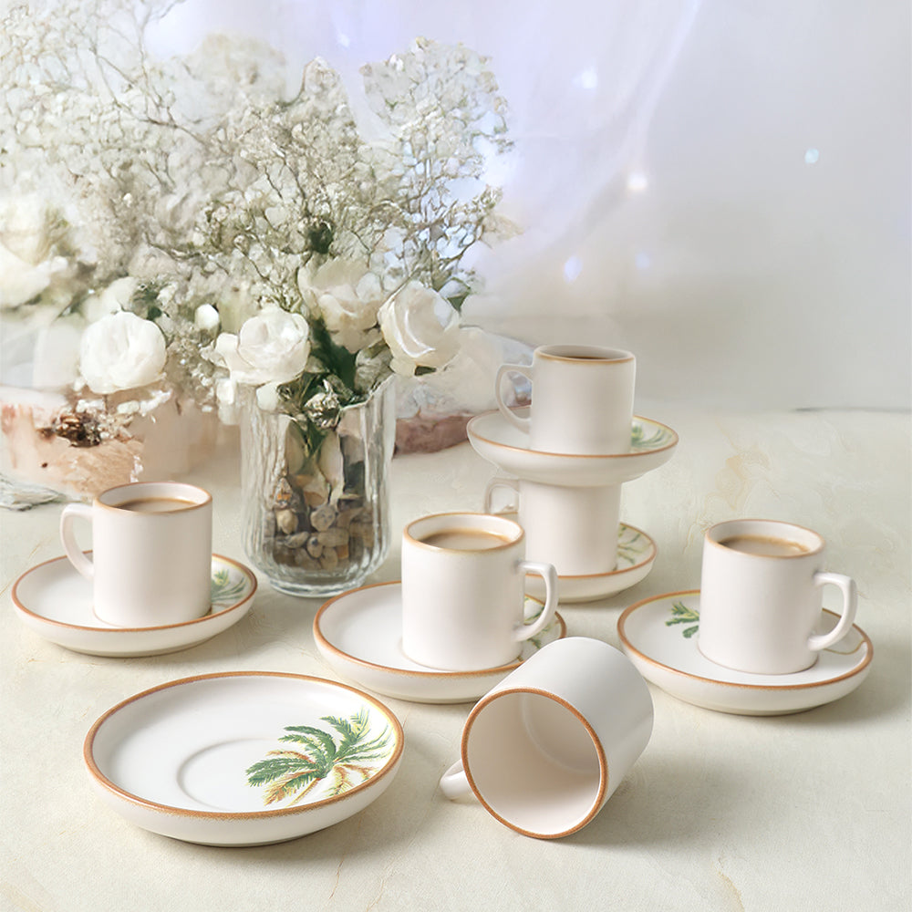 Bronze Palmiye Nordic Coffee Set 12 Pieces 6 Person
