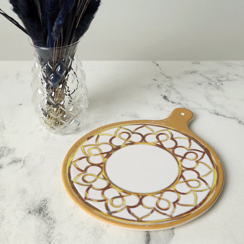 Worn Gold Cheese Presentation Plate 26 Cm