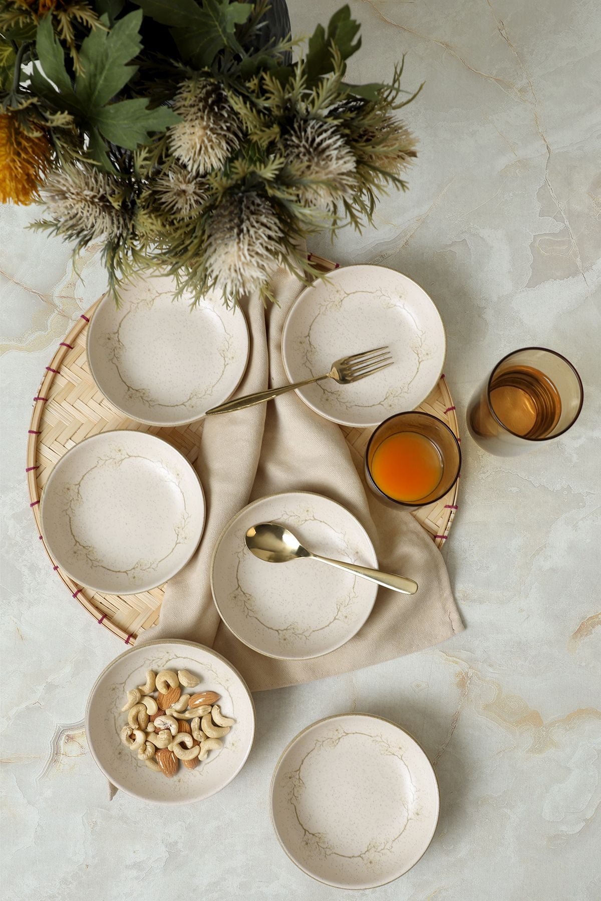 Taupe Bloom Ring Snack Bowls 13 Cm 6 Pieces