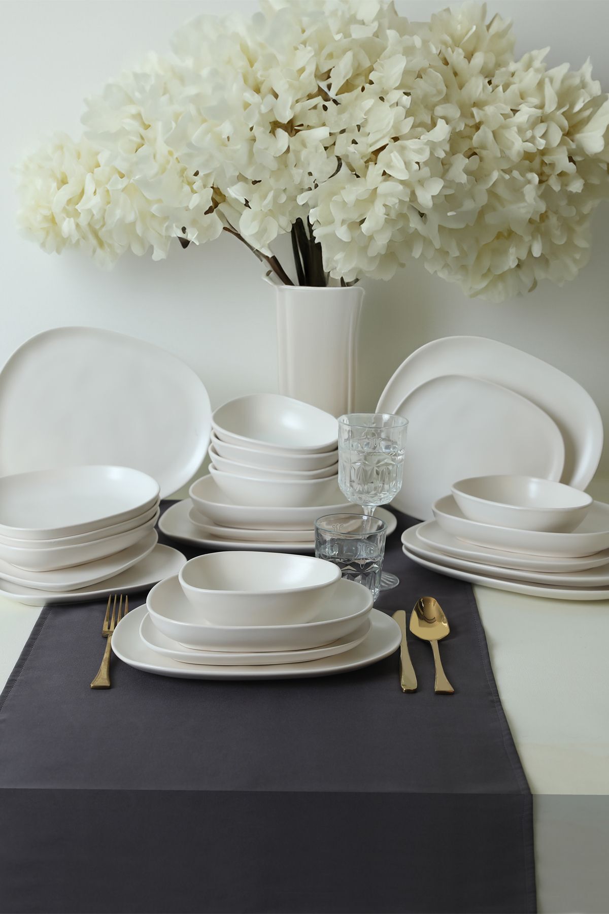 Tetra Matte White Dinner Set 24 Pieces for 6 People
