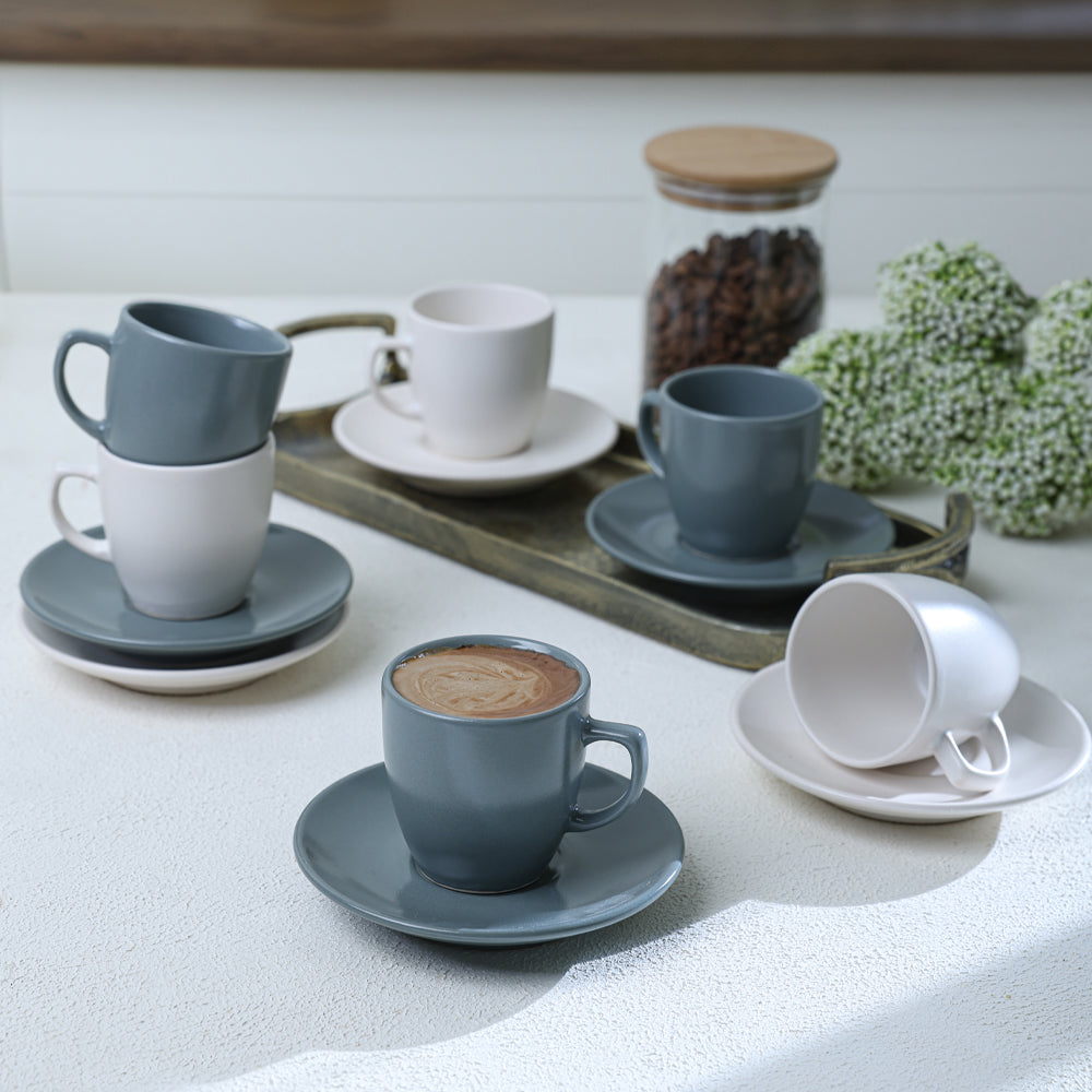 Green White Magic Coffee Set 12 Pieces for 6 People