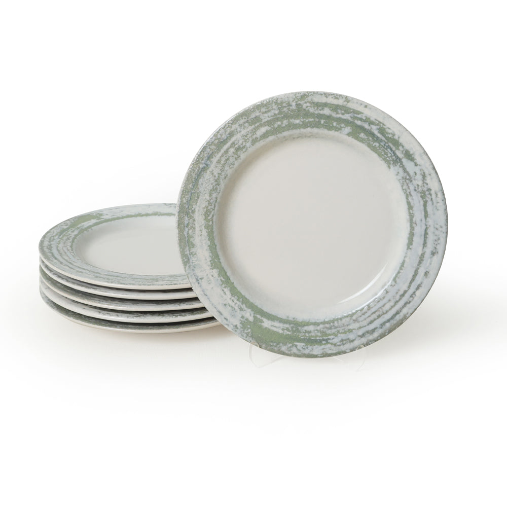 Vintage Green Assos Cake Plate 22 Cm 6 Pieces
