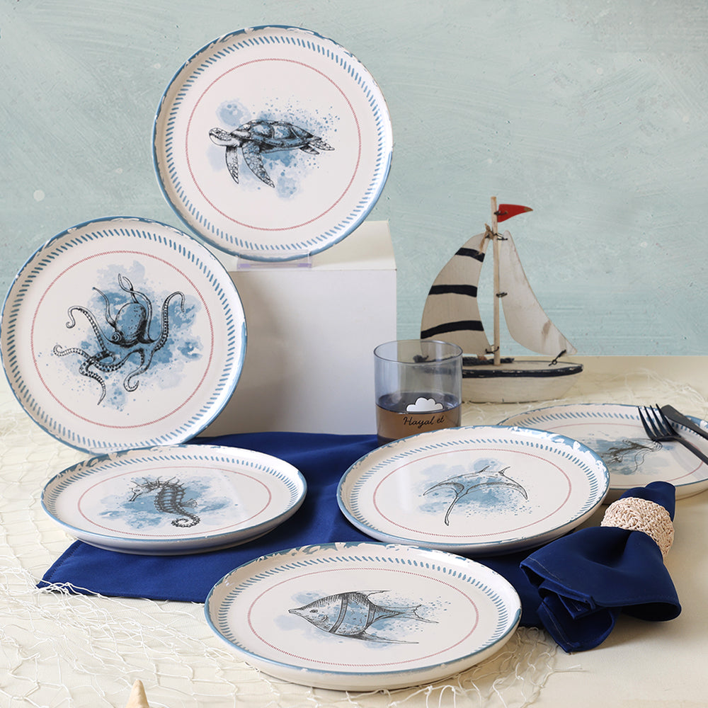Marine Life Cake Plate 22 Cm 6 Pieces