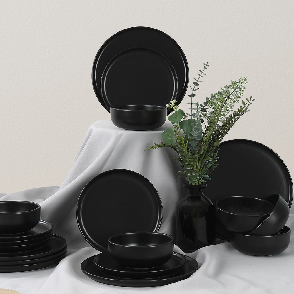 Nordic Matte Black Dining Set 18 Pieces 6 Person