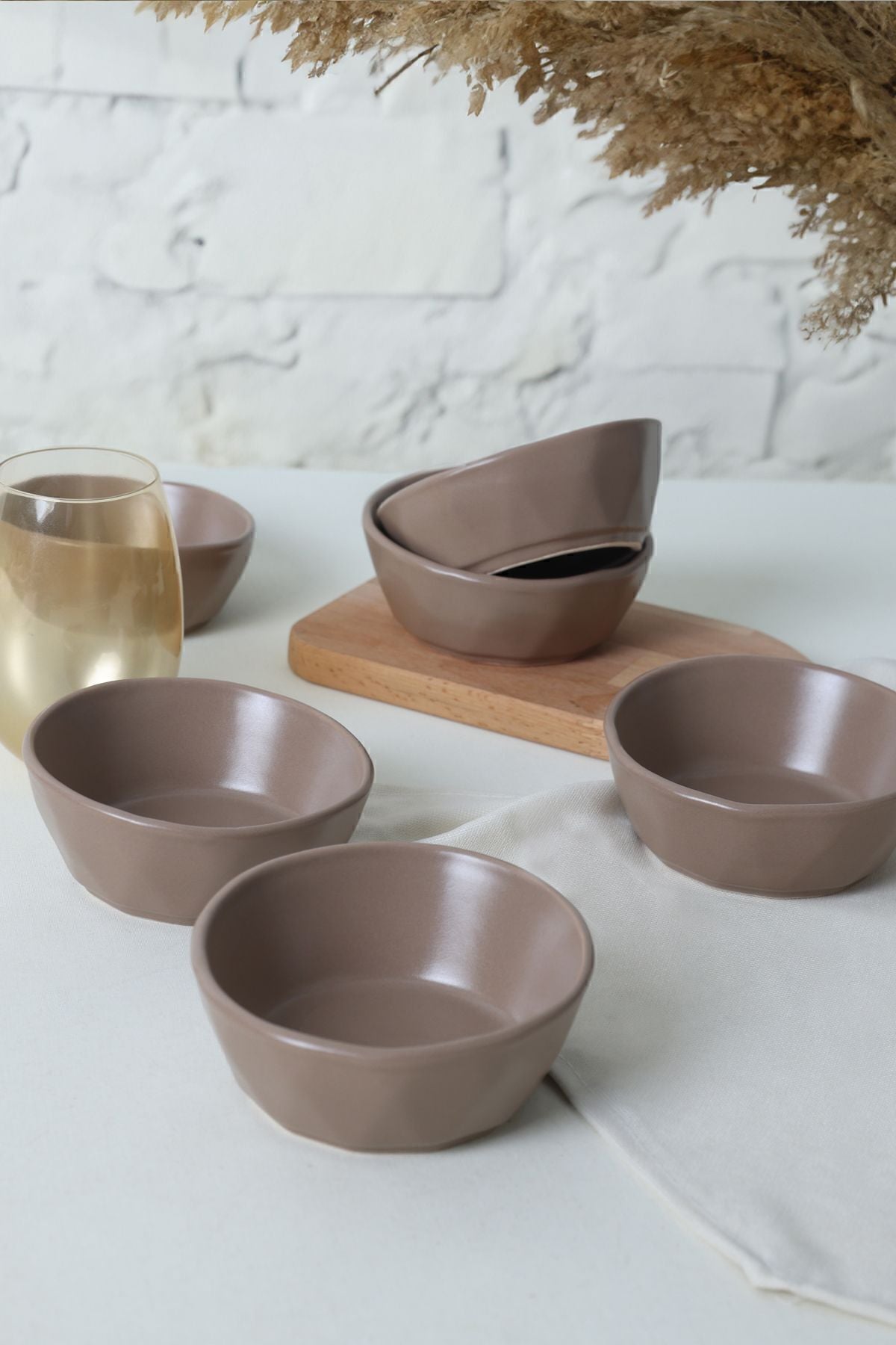 Matte Earth Taupe Crystal Snack Bowl 12 cm 6 Pieces