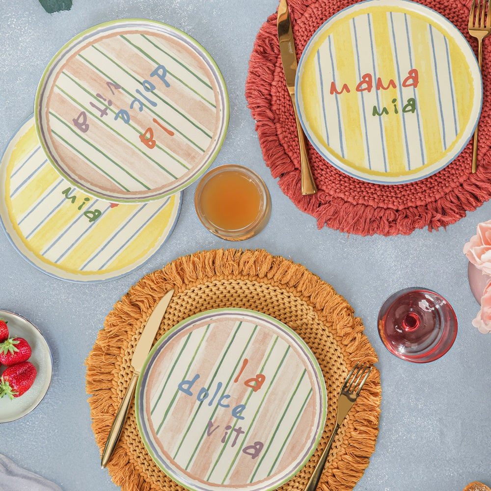 Mama Mia & La Dolce Vita Cake Plate 22 Cm 4 Pieces