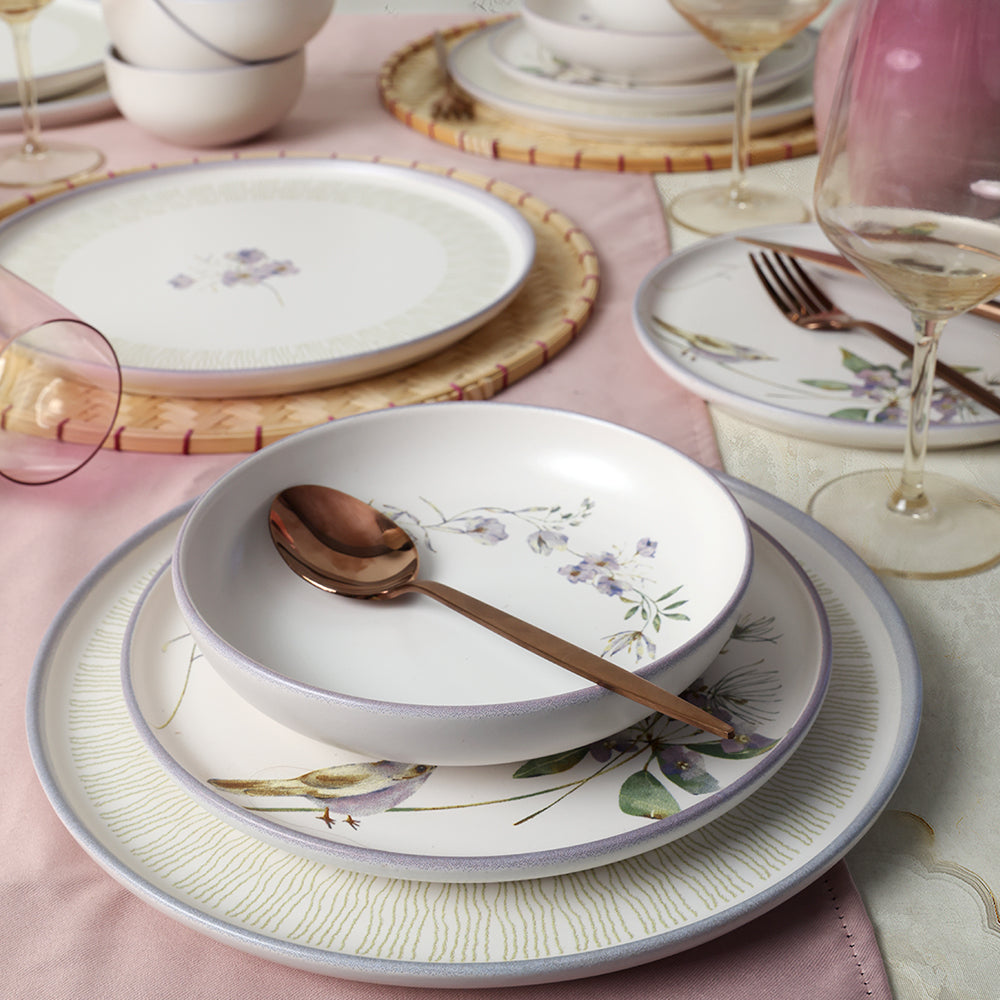 Purple Bloom Nordic Dinner Set 24 Pieces for 6 People