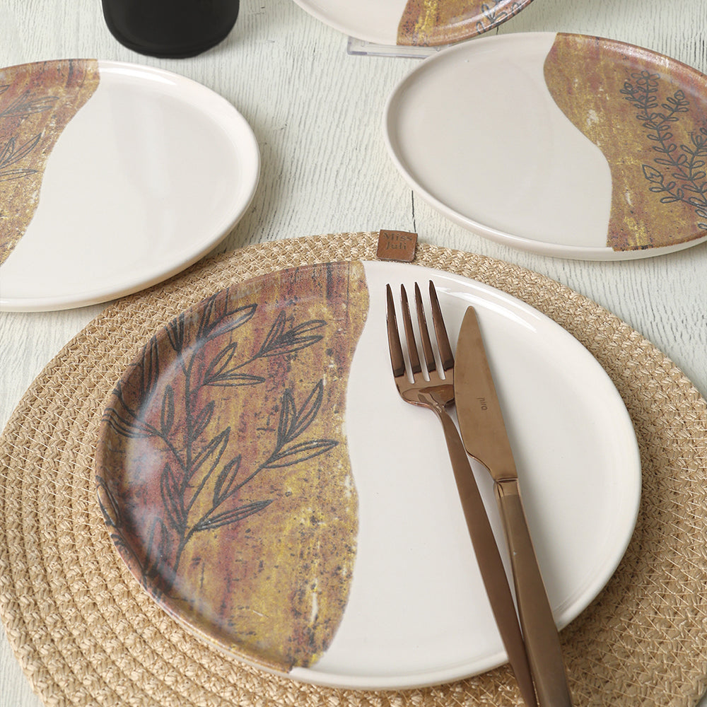 Terra Leaf Nordic Cake Plate 22 Cm 4 Pieces