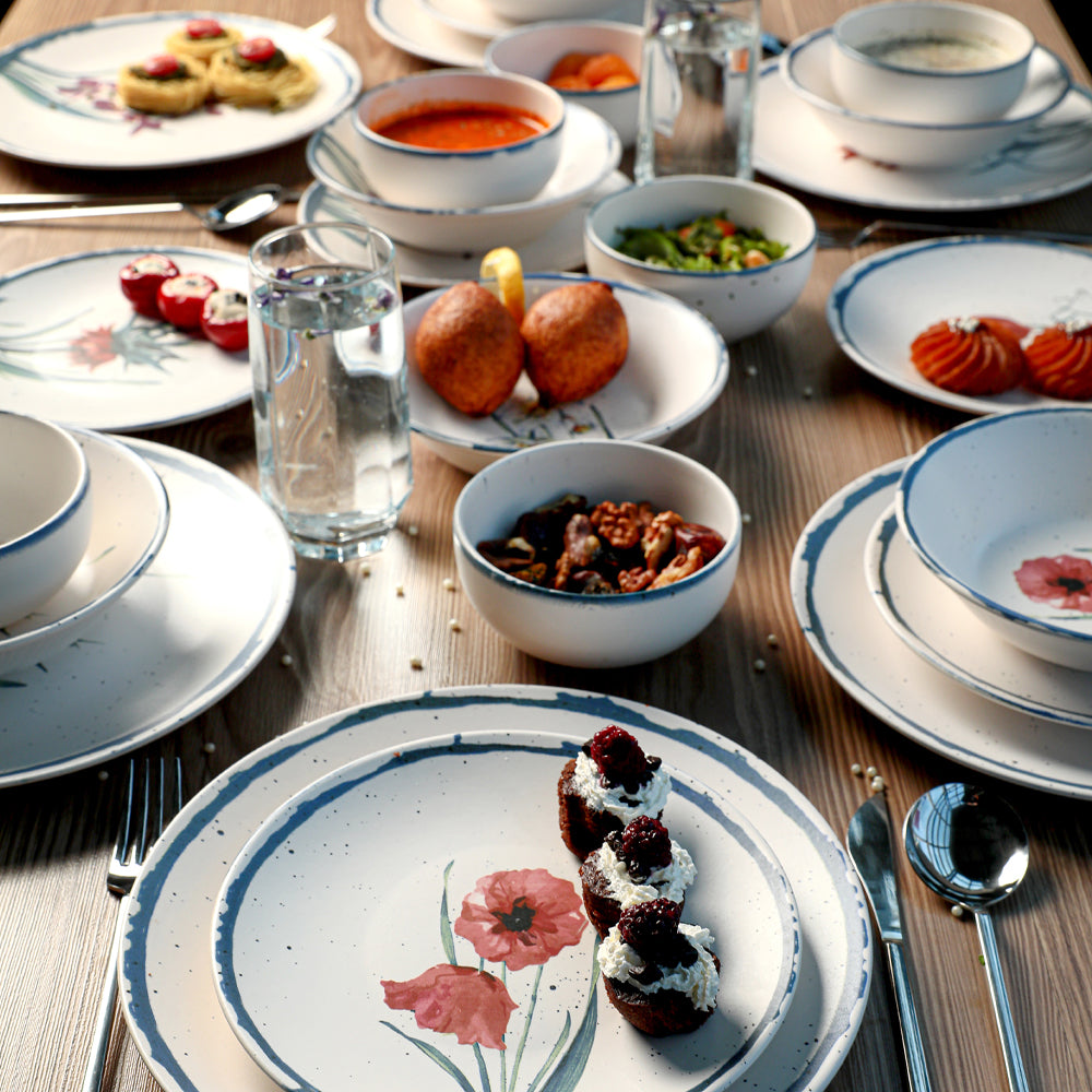 Anatolian Flowers Dinner Set 24 Pieces for 6 People