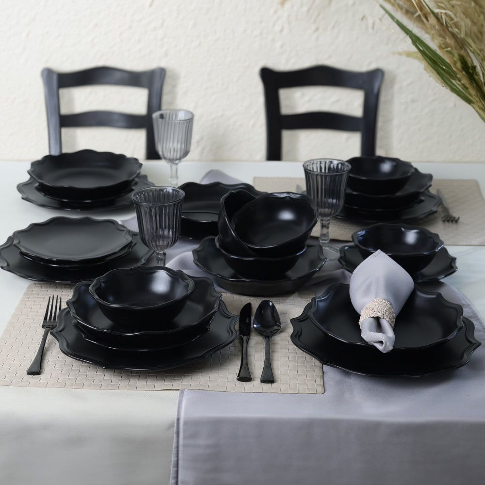 Matte Black Romeo Dinner Set 24 Pieces 6 Person