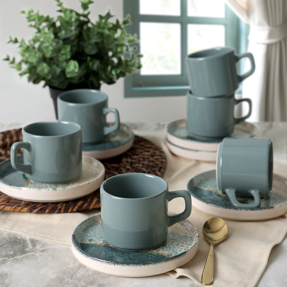 Colored Tea Set 12 Pieces 6 Person