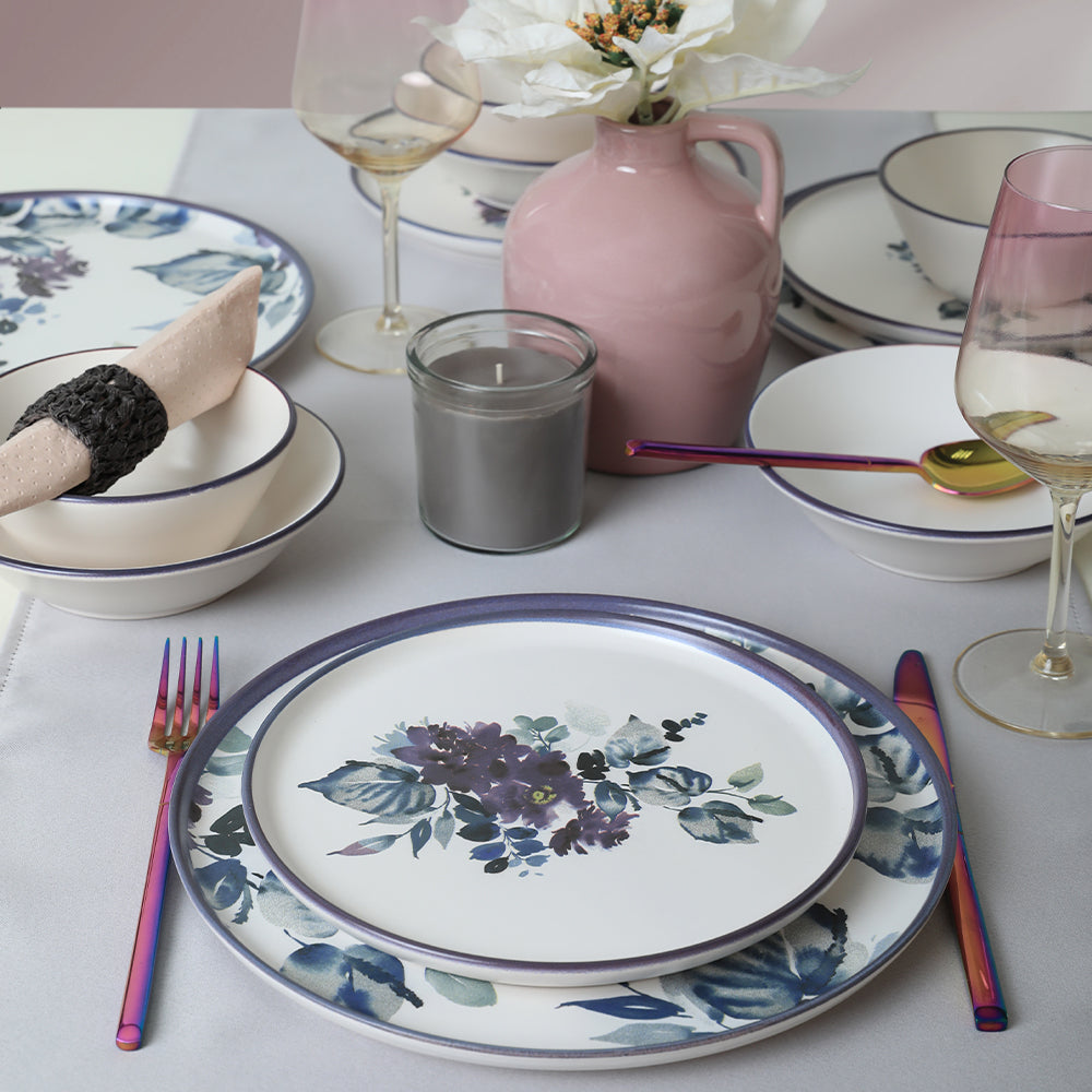 Purple Flower Dinner Set 24 Pieces for 6 People