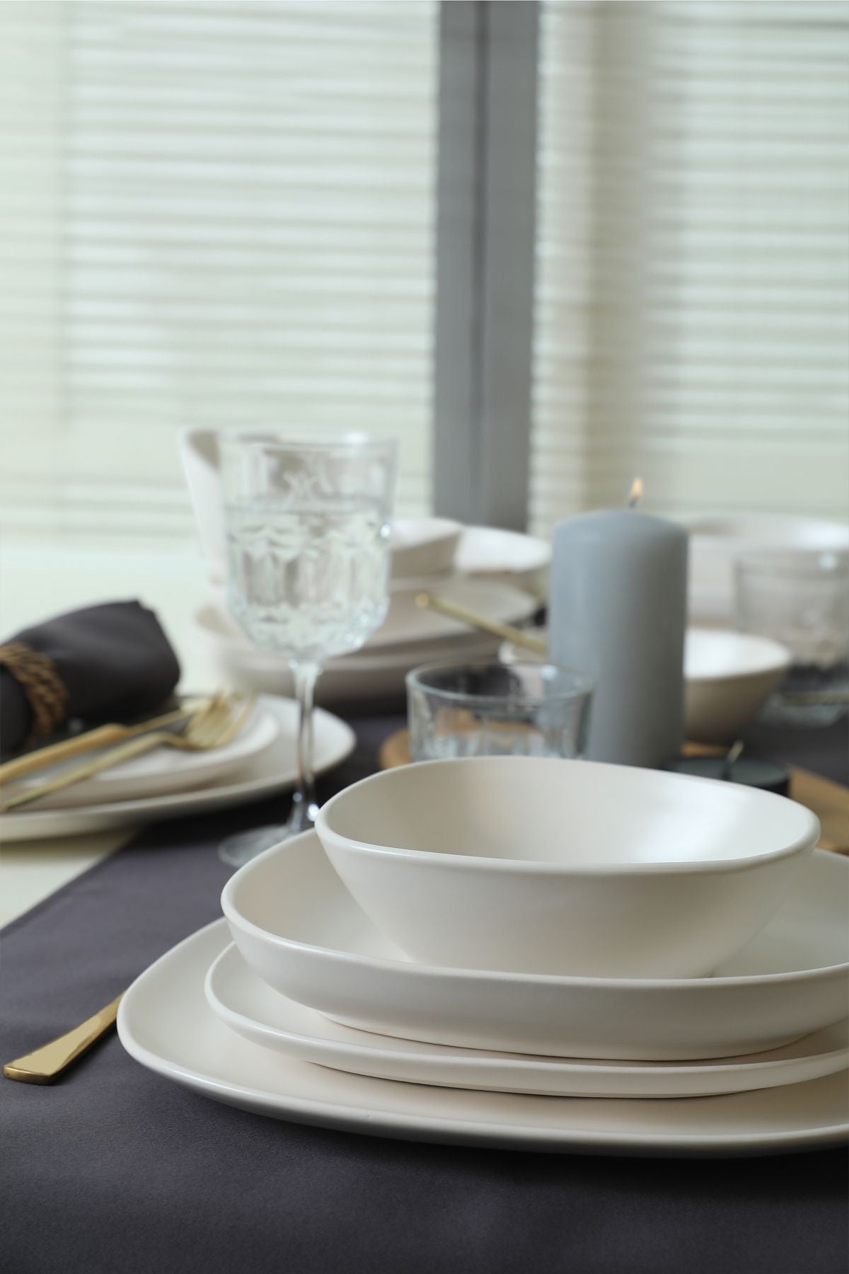 Tetra Matte White Dinner Set 24 Pieces for 6 People
