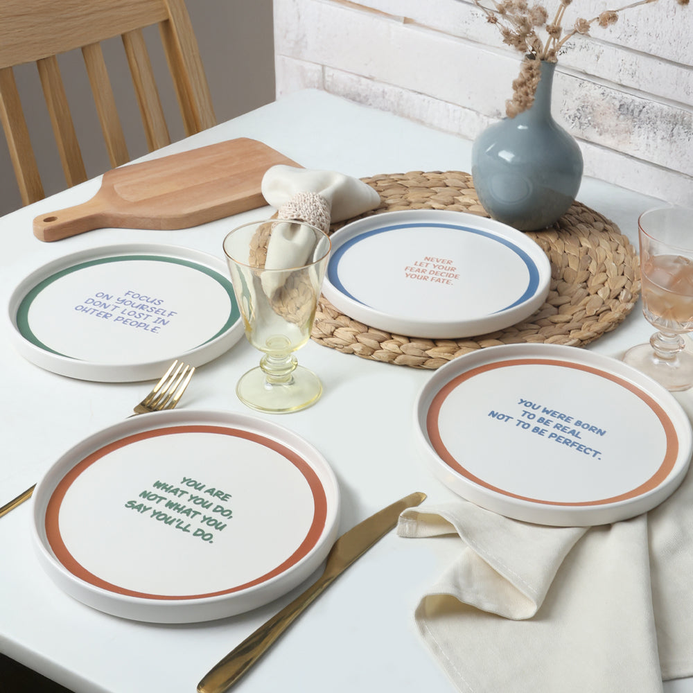 Motto Line Stackable Cake Plate 21 Cm 4 Pieces