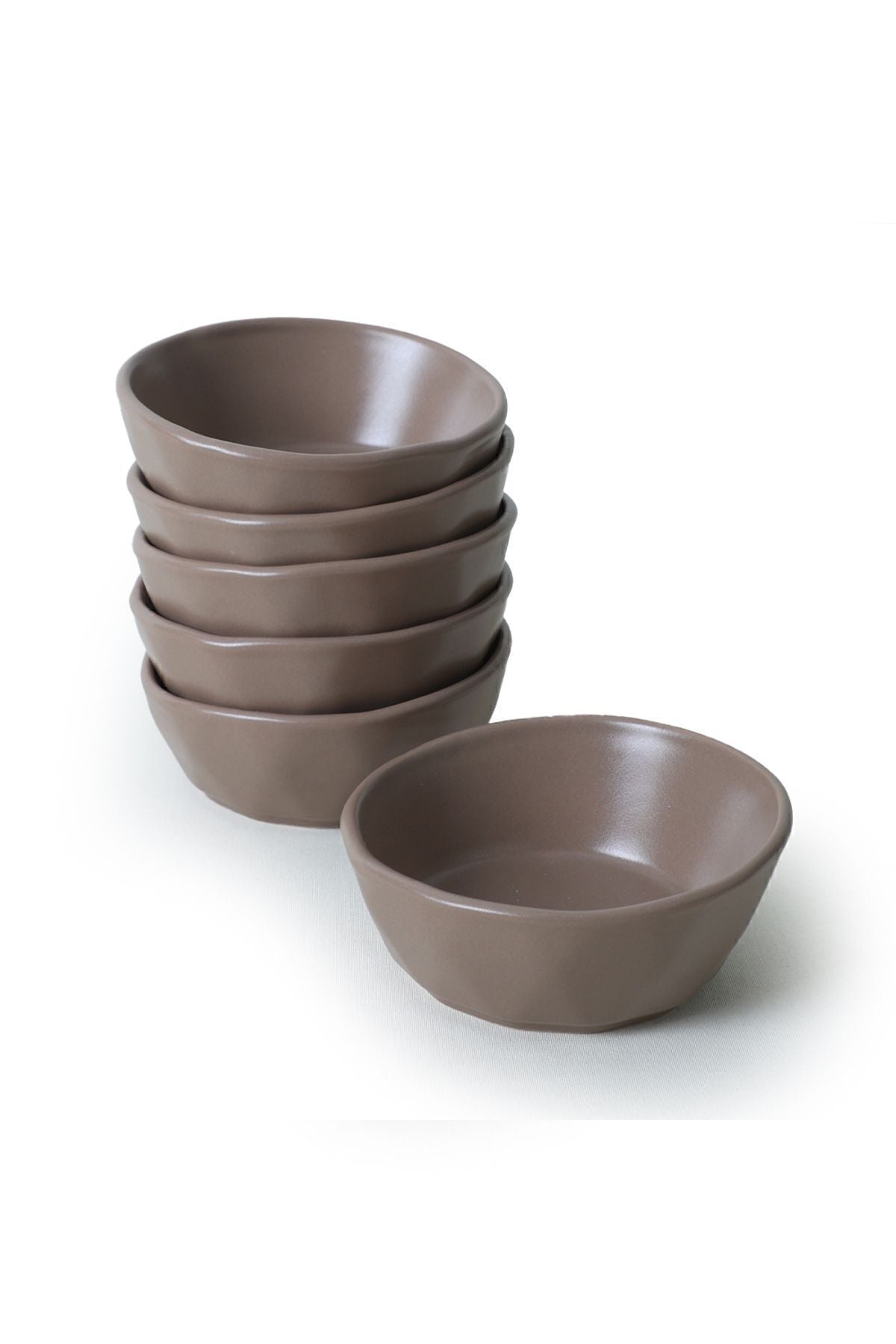 Matte Earth Taupe Crystal Snack Bowl 12 cm 6 Pieces