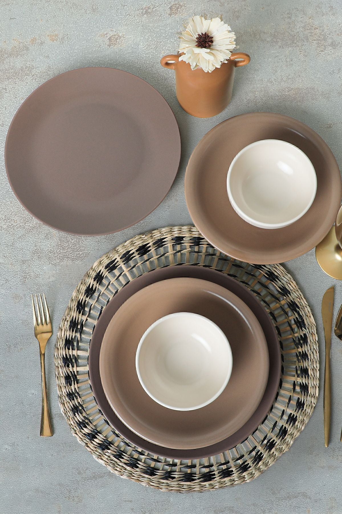 Brown Mix Dinner Set 18 Pieces for 6 People