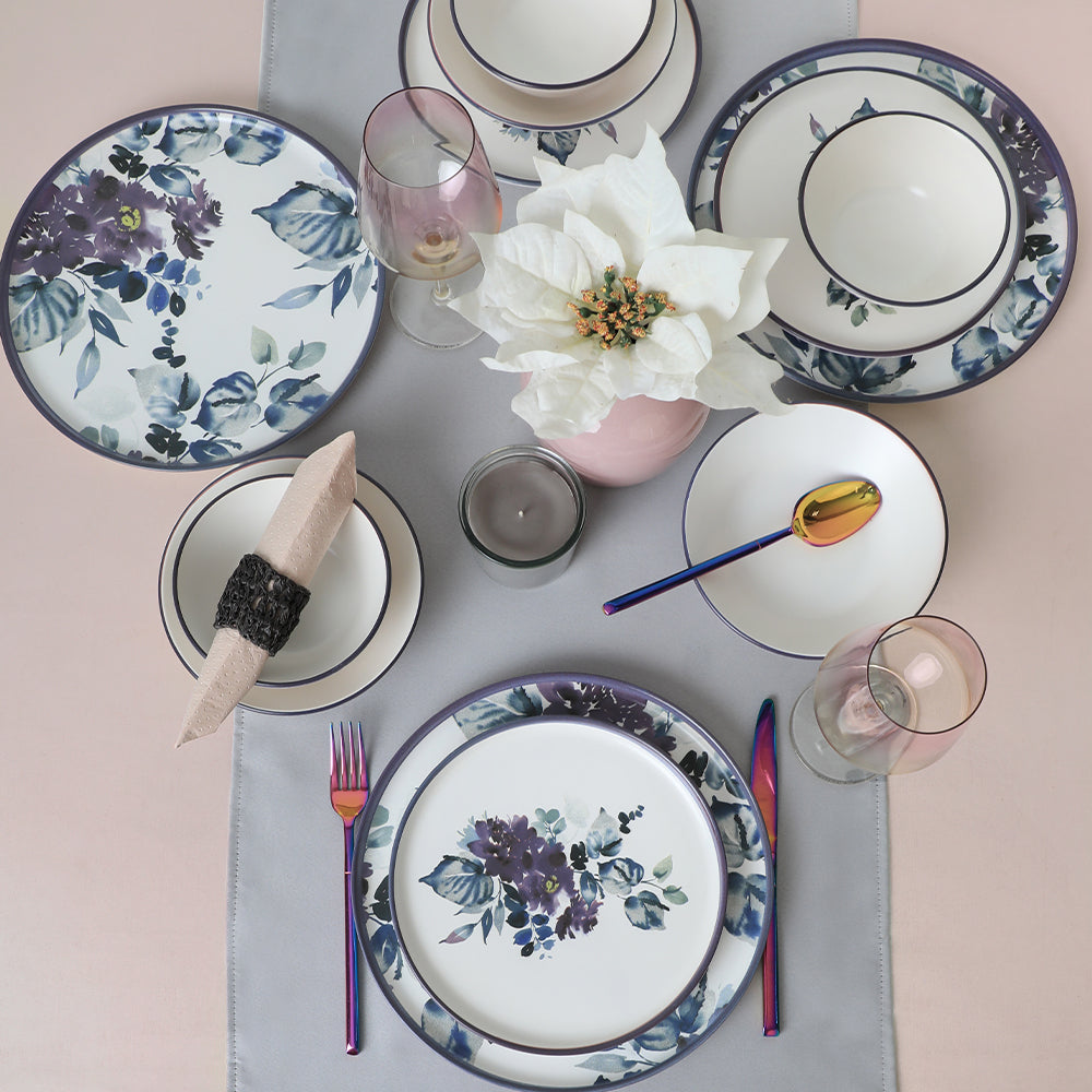 Purple Flower Dinner Set 24 Pieces for 6 People