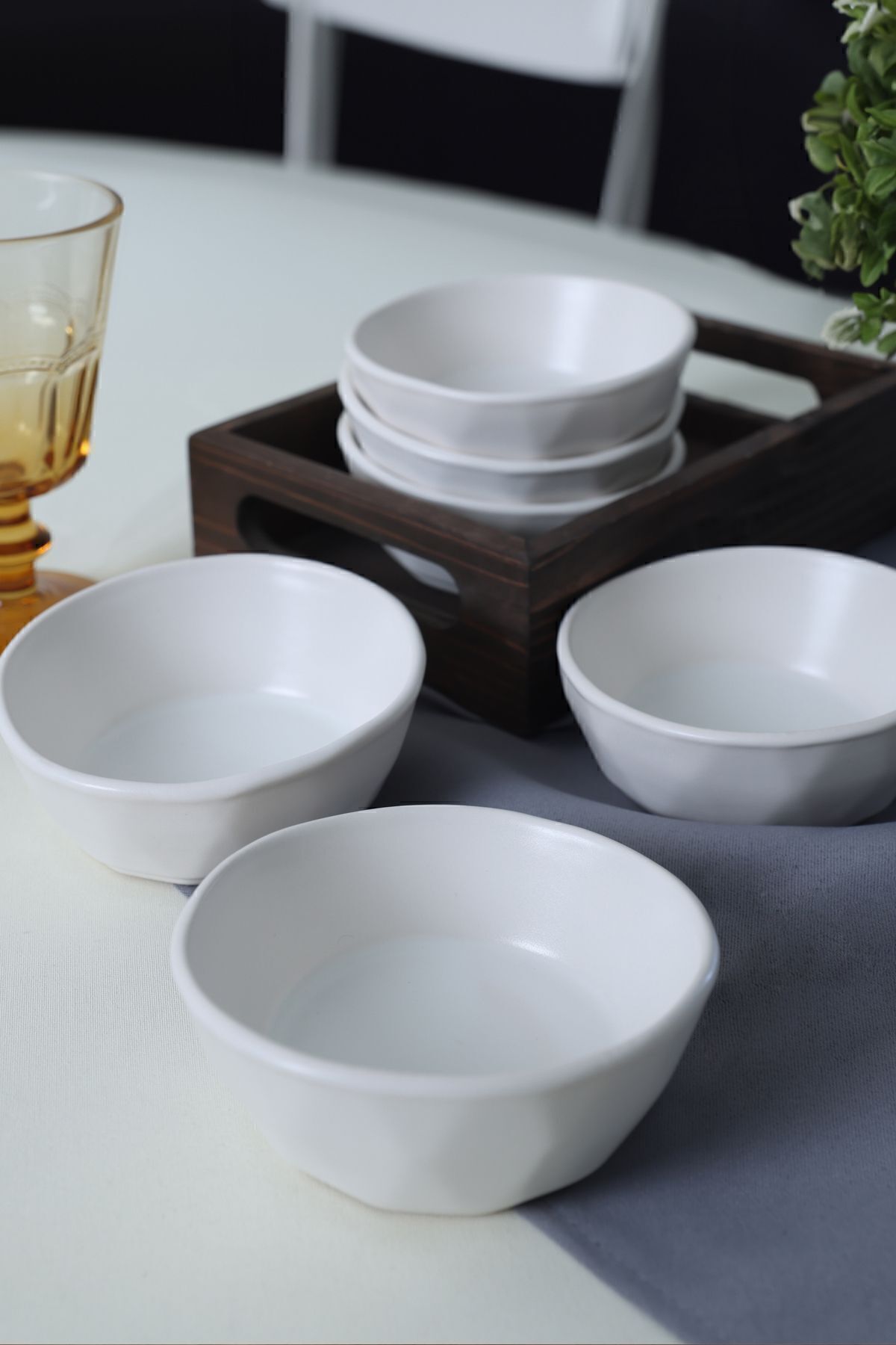 Matte White Crystal Snack Bowl 12 cm 6 Pieces