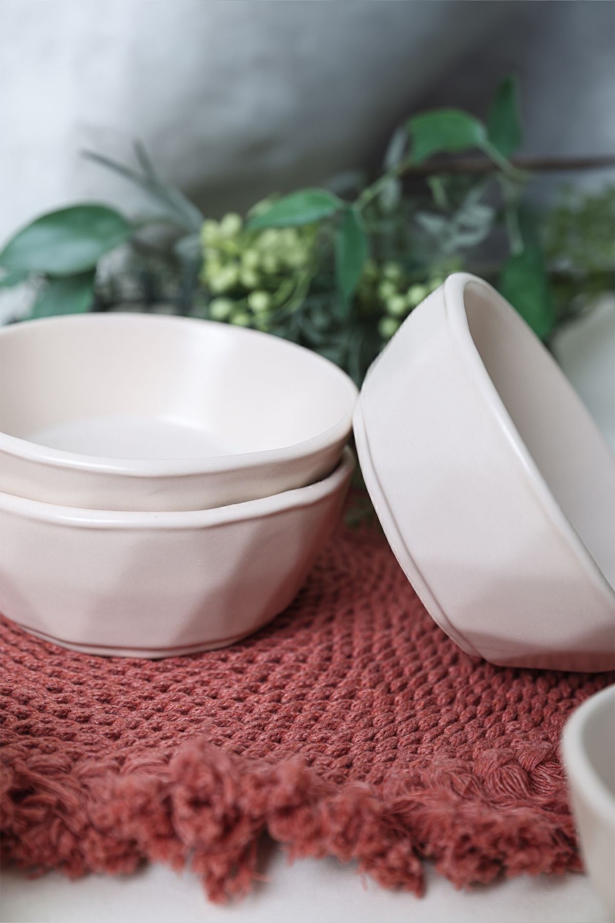 Matte Cream Crystal Snack Bowl 12 cm 6 Pieces