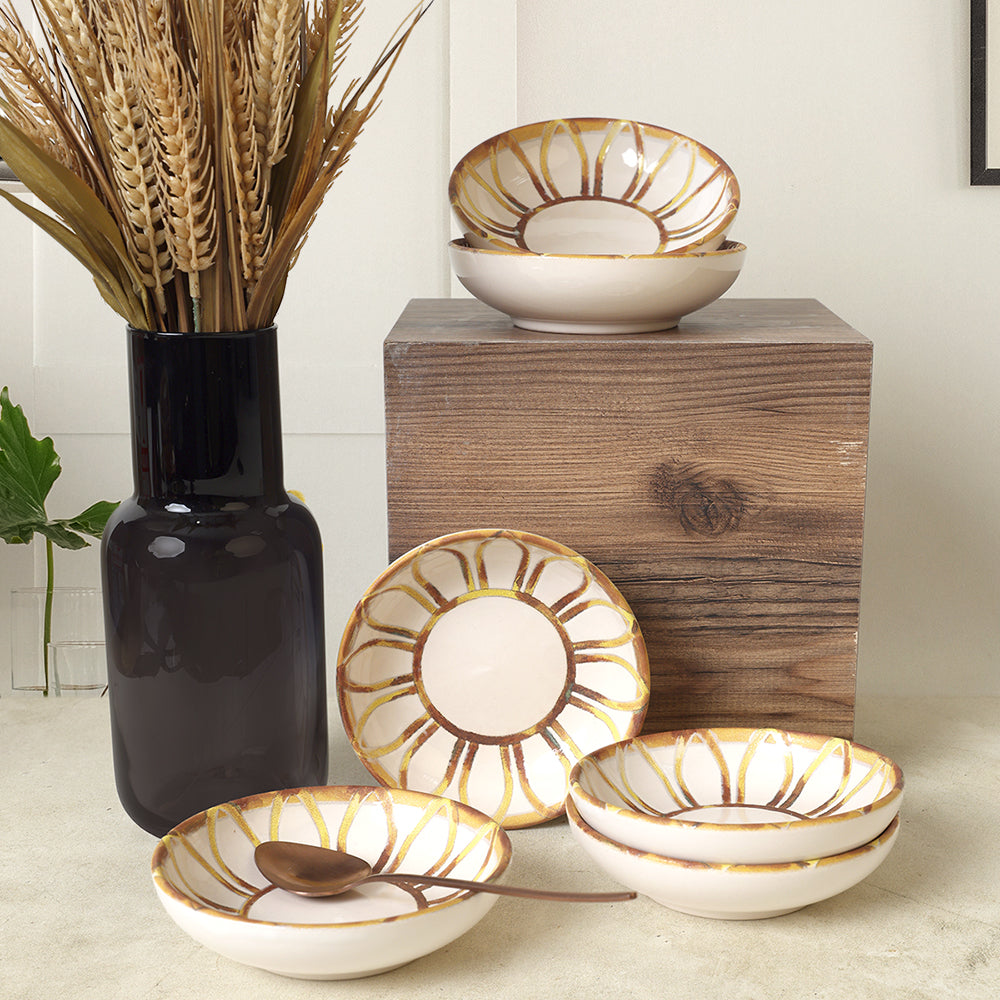 Worn Gold Ring Snack Bowl 13 Cm 6 Pieces