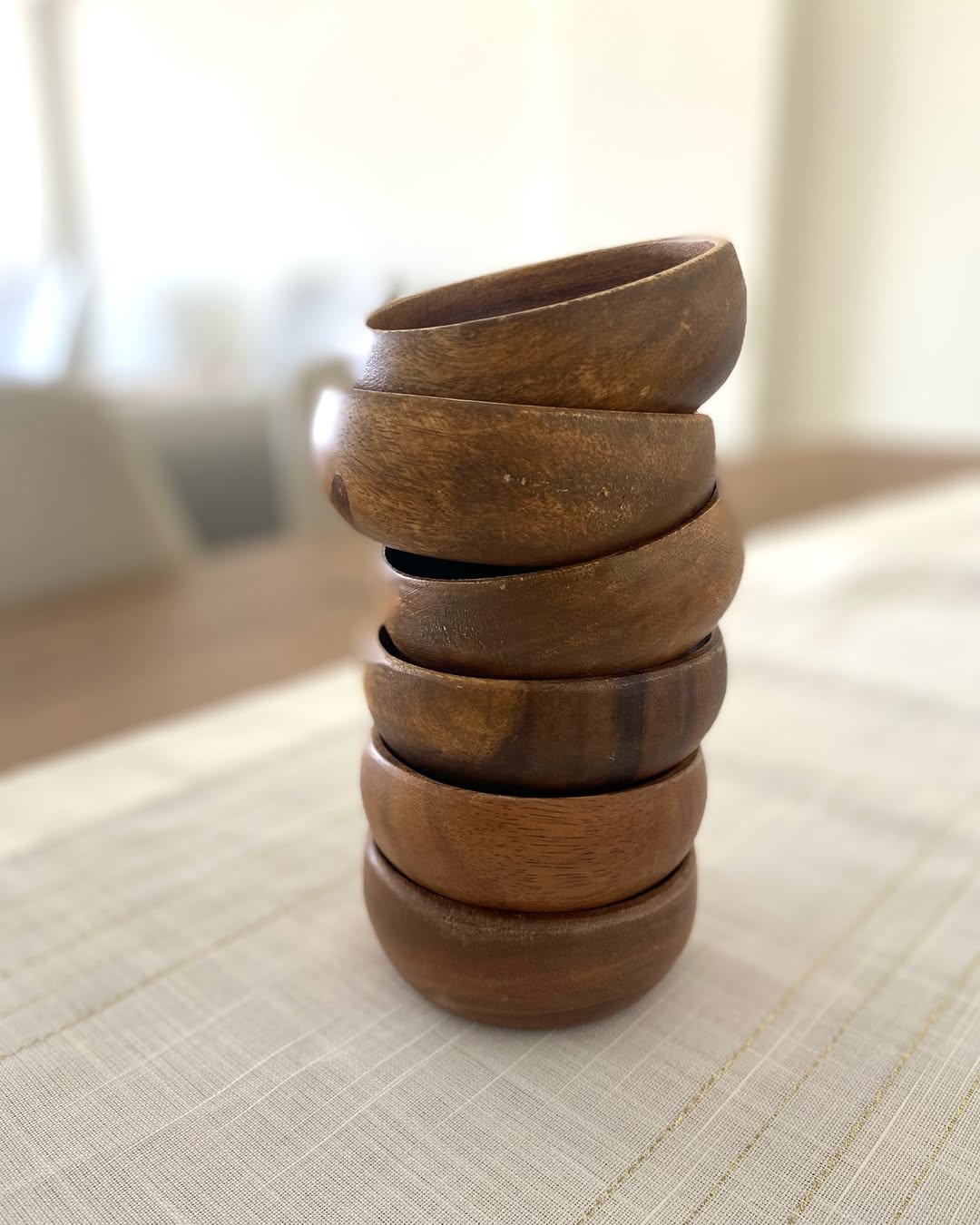 4 Piece Snack Bowls - Dark Wood 9 cm