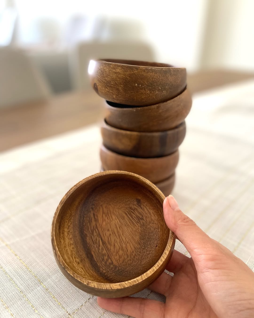 4 Piece Snack Bowls - Dark Wood 9 cm