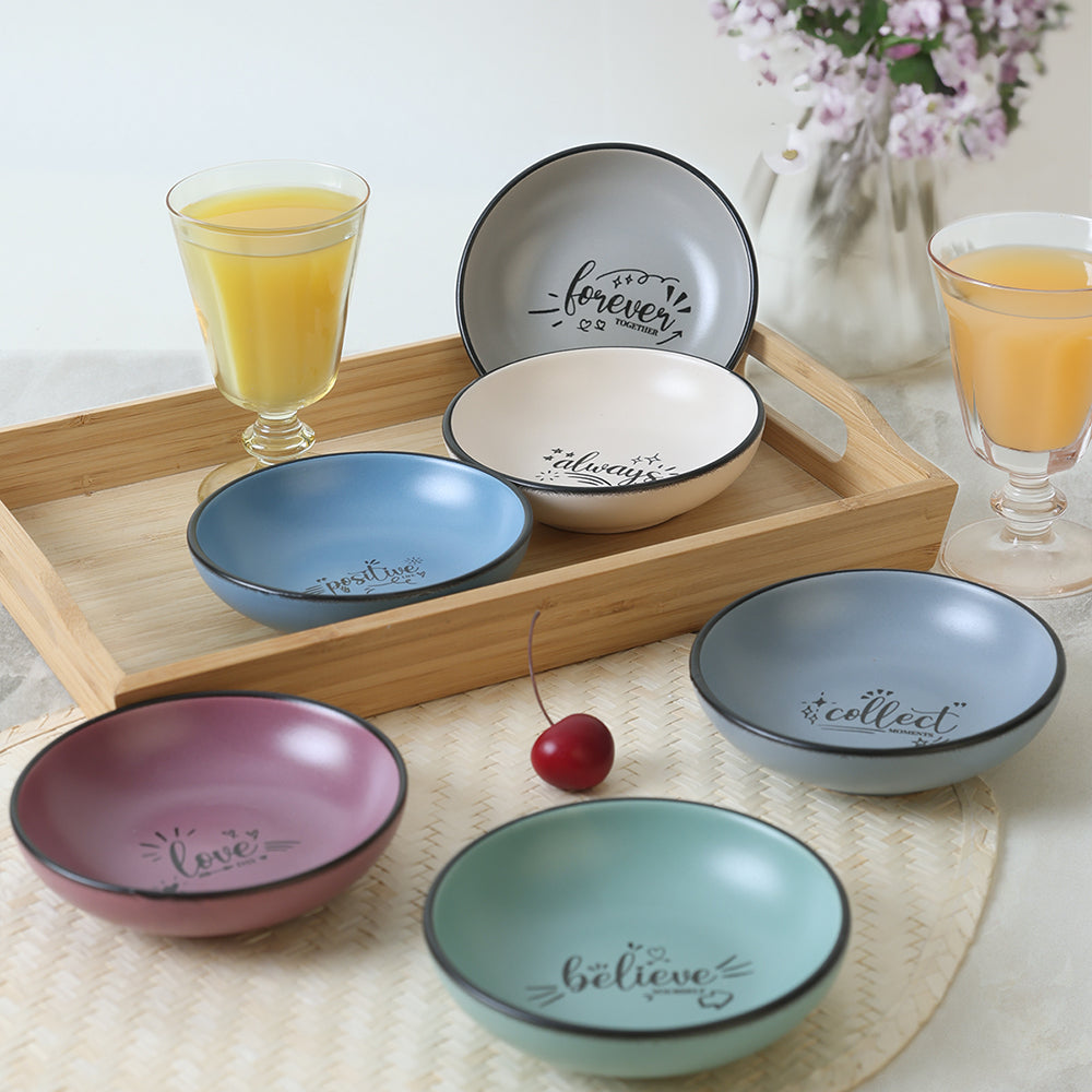 Rainbow Motto Snack Bowl 13 Cm 6 Pieces