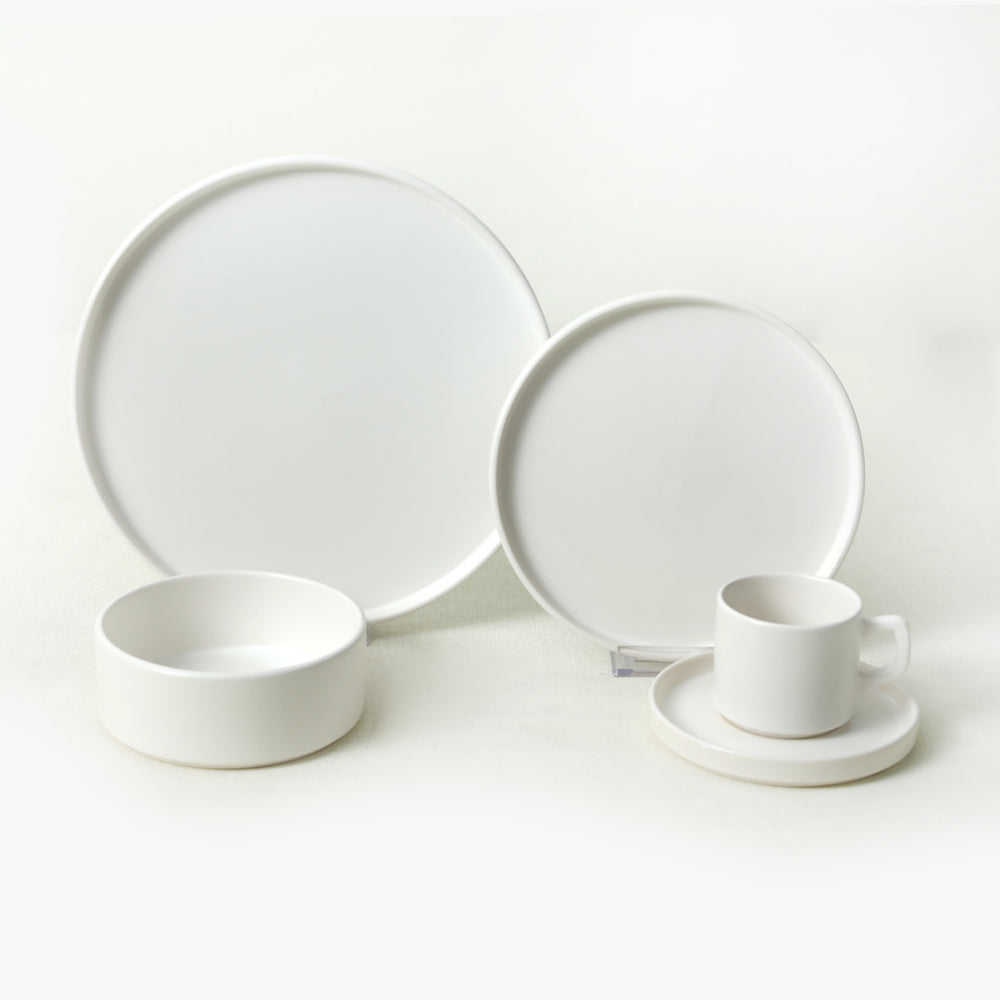 Matte White Stackable Dinner/Breakfast Set 20 Pieces for 4 People