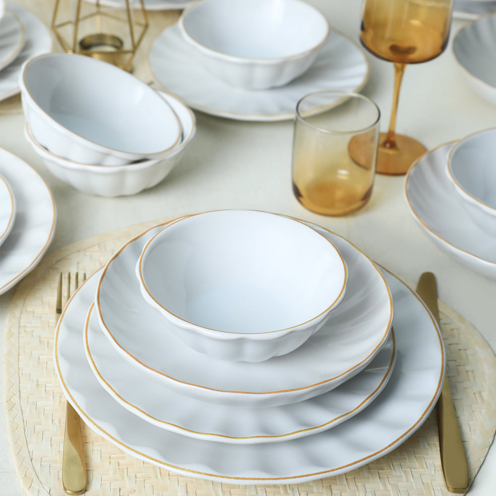 White Gold File Sirius Dinner Set 24 Pieces for 6 People