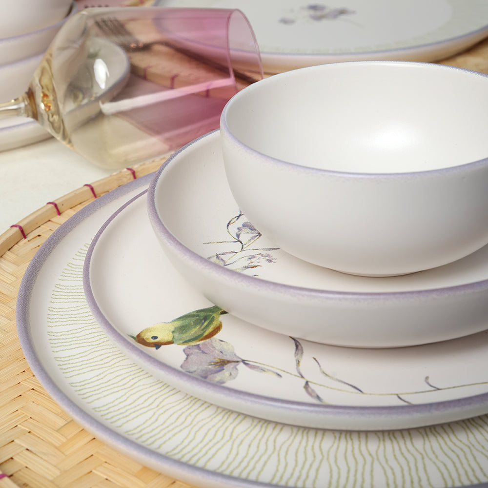 Purple Bloom Nordic Dinner Set 24 Pieces for 6 People