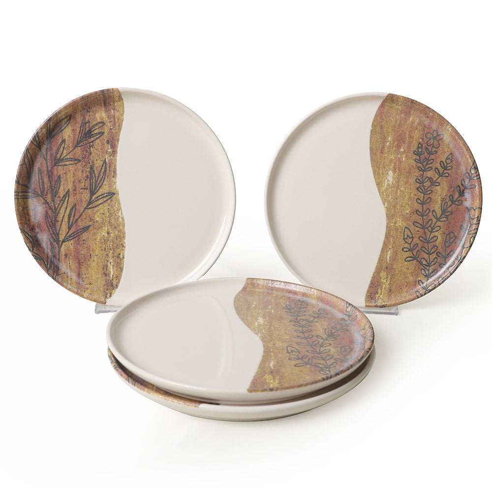 Terra Leaf Nordic Cake Plate 22 Cm 4 Pieces