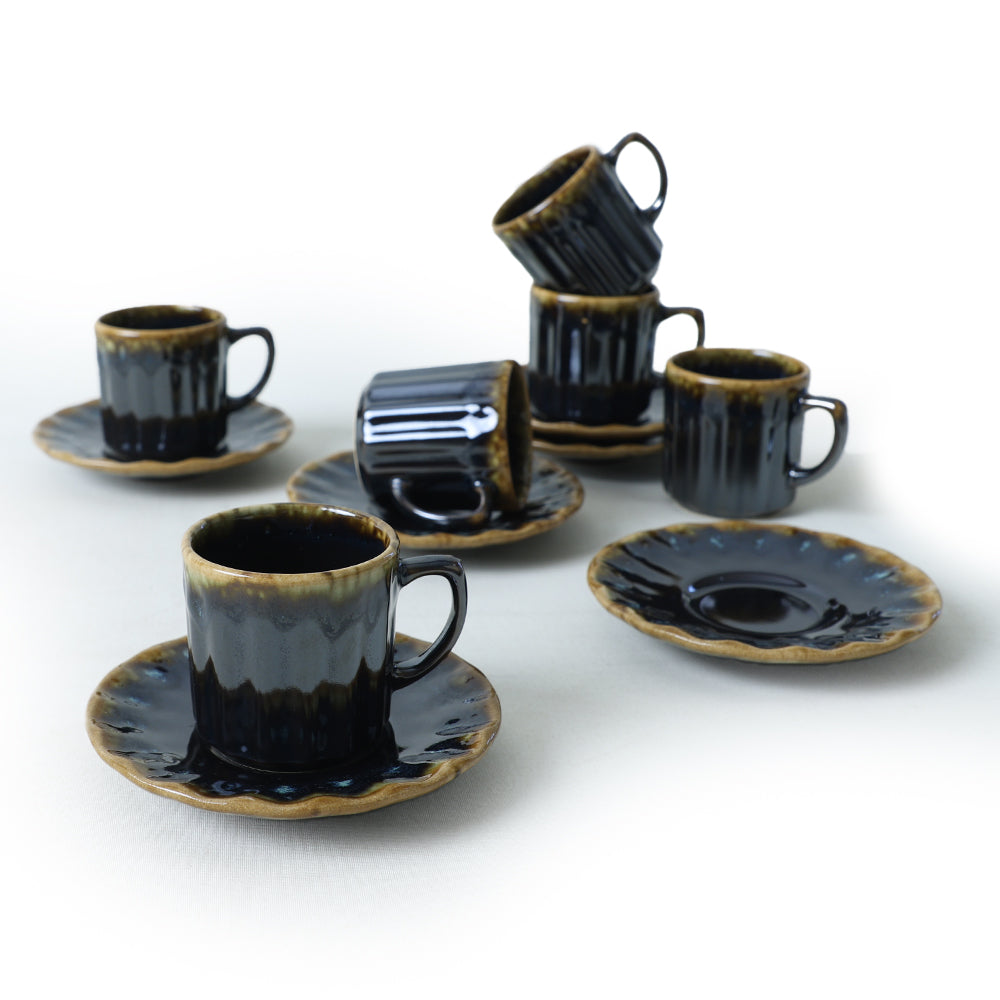 Shizen Black Sirius Coffee Set 12 Pieces 6 Person